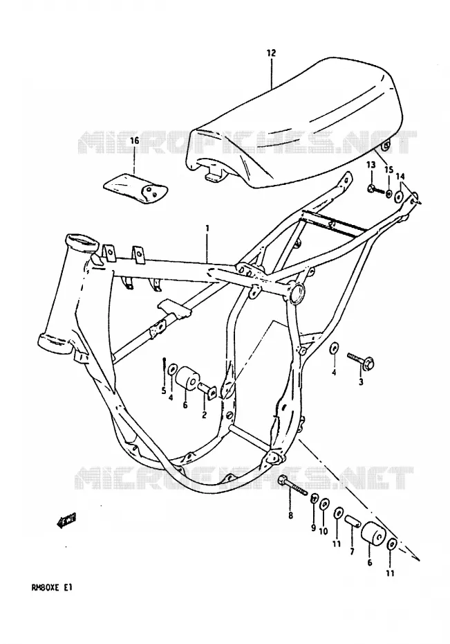 FRAME - SEAT Suzuki MOTO 80 RM 1984  RM80XE(D/E)