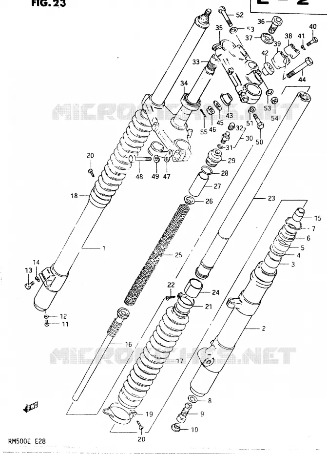 FRONT FORK (MODEL D) Suzuki MOTO 500 RM 1983  RM500D(D/E)
