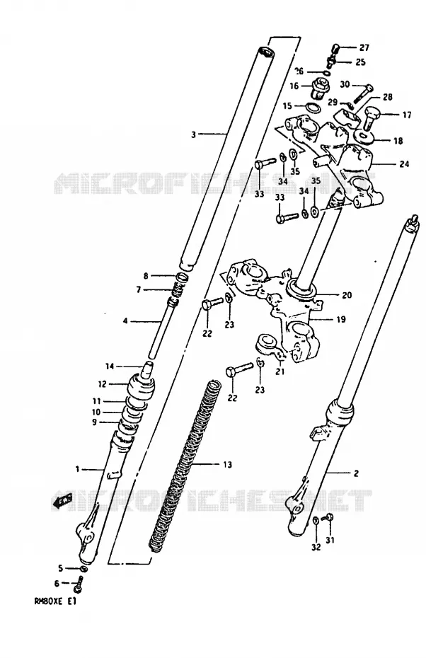 FRONT FORK (MODEL D) Suzuki MOTO 80 RM 1983  RM80XD(D/E)