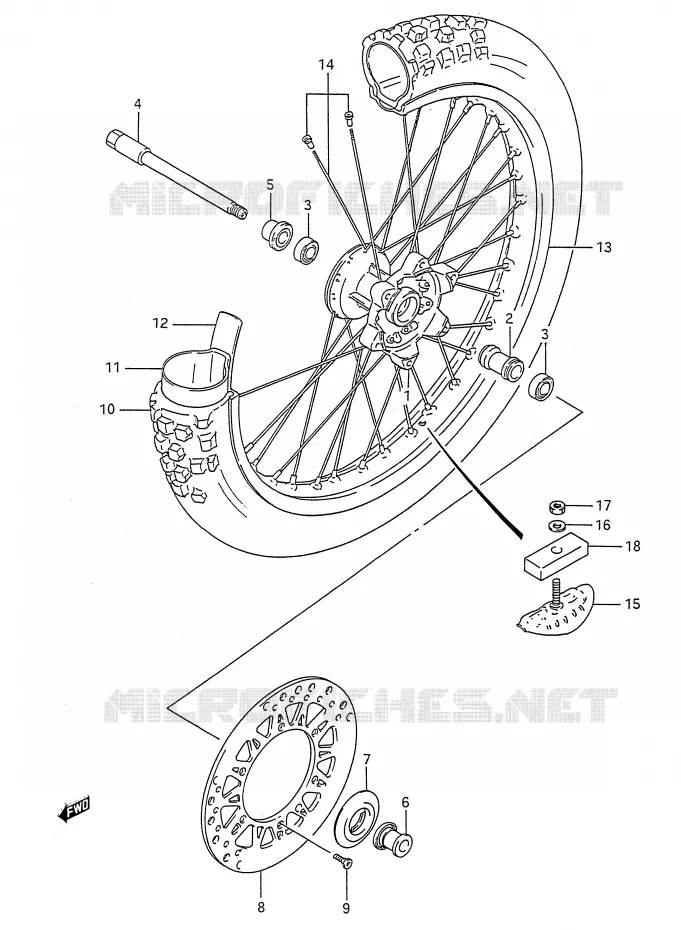 FRONT WHEEL (MODEL K/L/M) Suzuki MOTO 250 RM 1990  RM250L(E28)