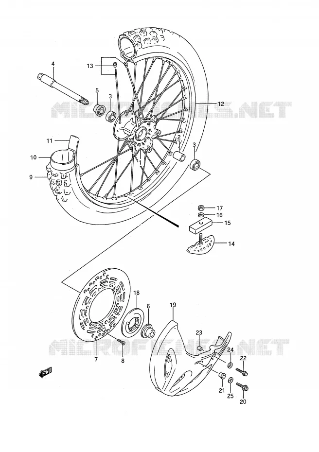 FRONT WHEEL (MODEL N) Suzuki MOTO 250 RM 1992  RM250N(E28)