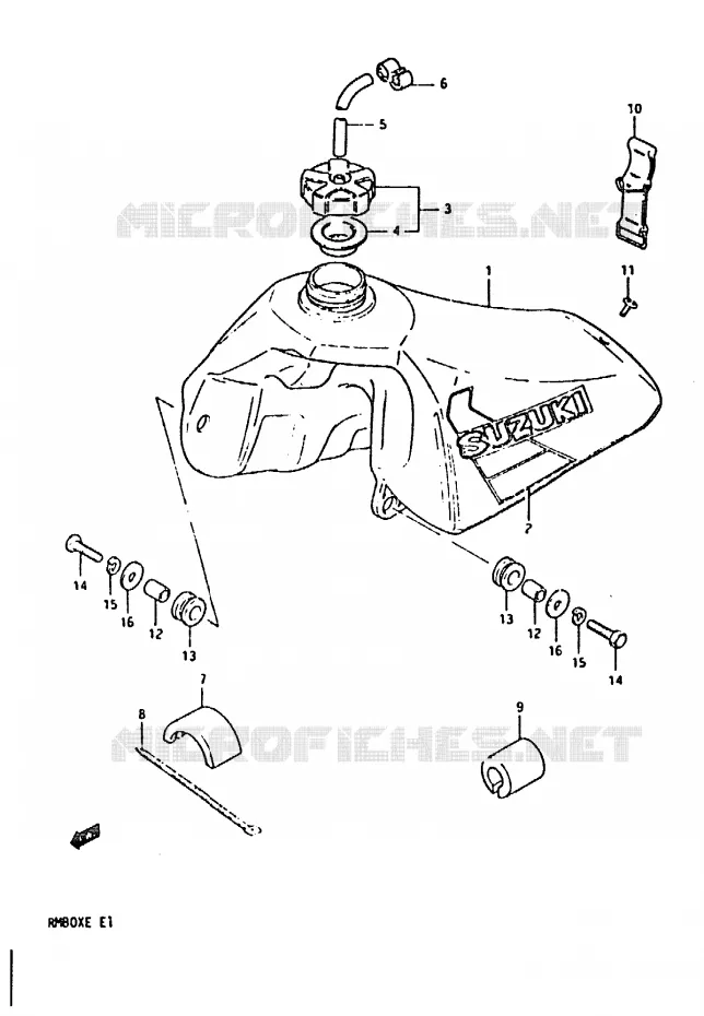 FUEL TANK (MODEL E) Suzuki MOTO 80 RM 1984  RM80XE(D/E)