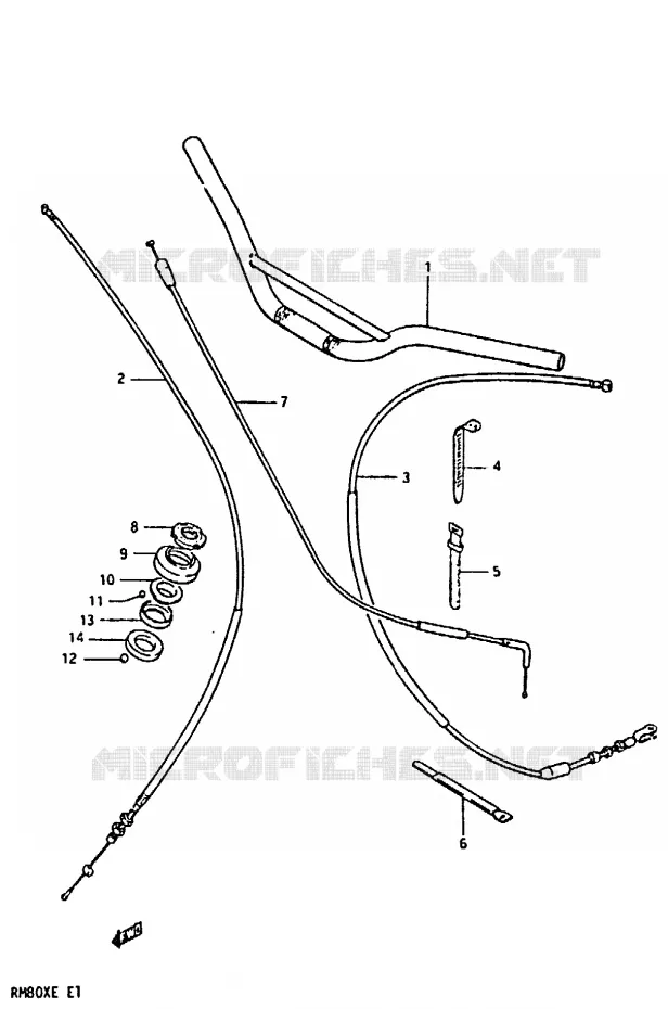 HANDLEBAR - CABLES Suzuki MOTO 80 RM 1984  RM80XE(D/E)