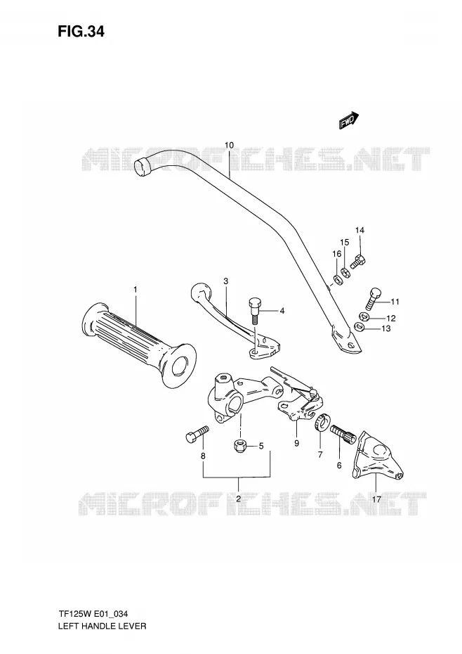 LEFT LEVER - HANDGRIP (MODEL X E1) Suzuki MOTO 125 Autres-modeles 1999  TF125X(E1)