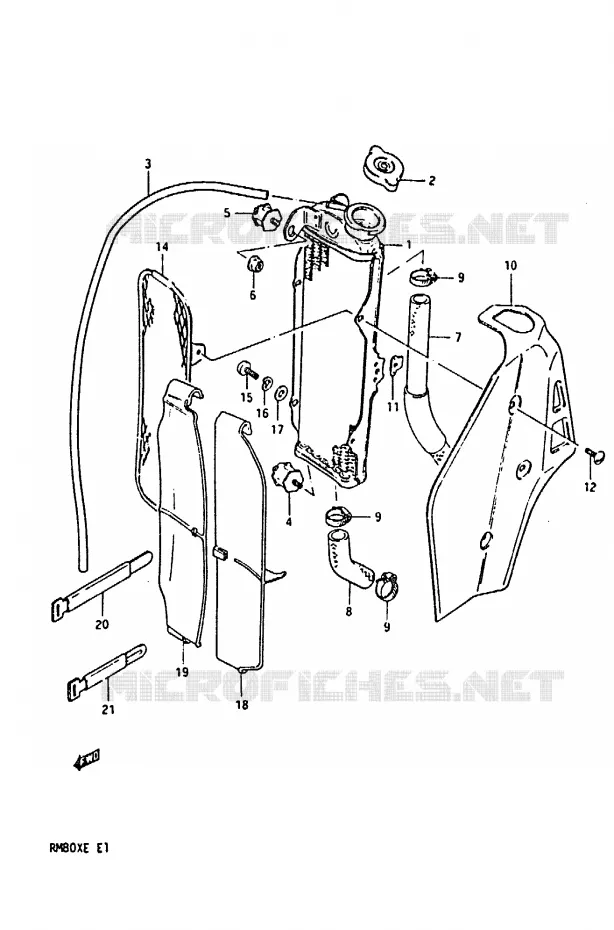RADIATOR (MODEL E) Suzuki MOTO 80 RM 1984  RM80XE(D/E)