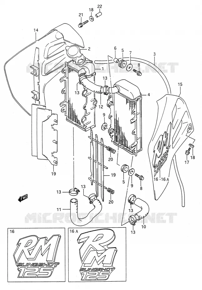 RADIATOR (MODEL K/L) Suzuki MOTO 125 RM 1990  RM125L(E28)