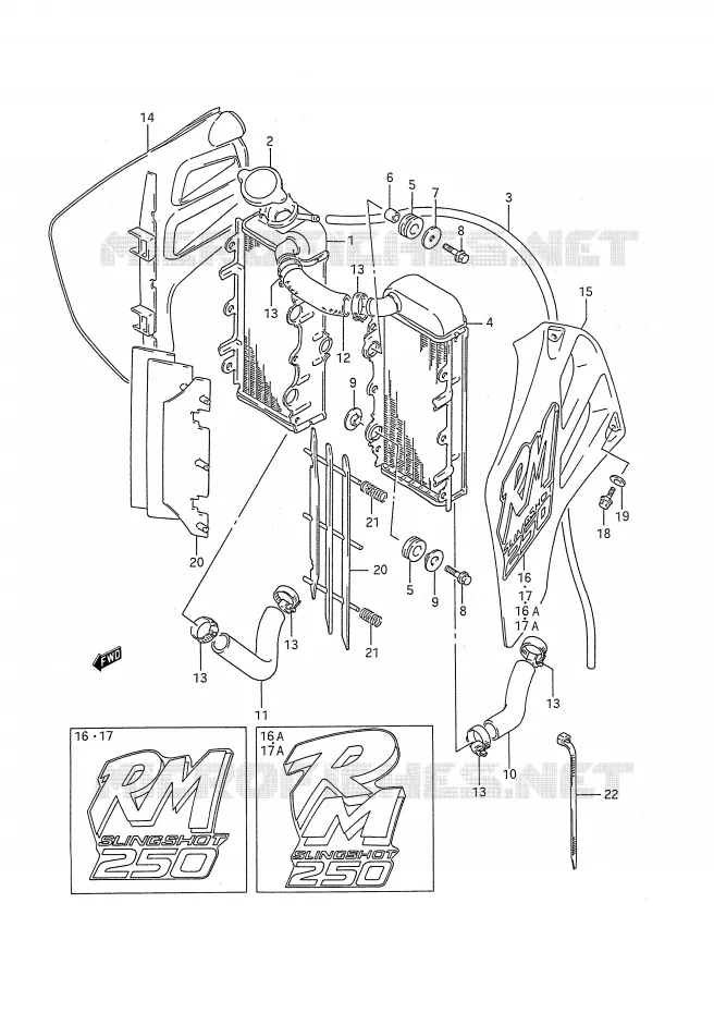 RADIATOR (MODEL K/L) Suzuki MOTO 250 RM 1990  RM250L(E28)