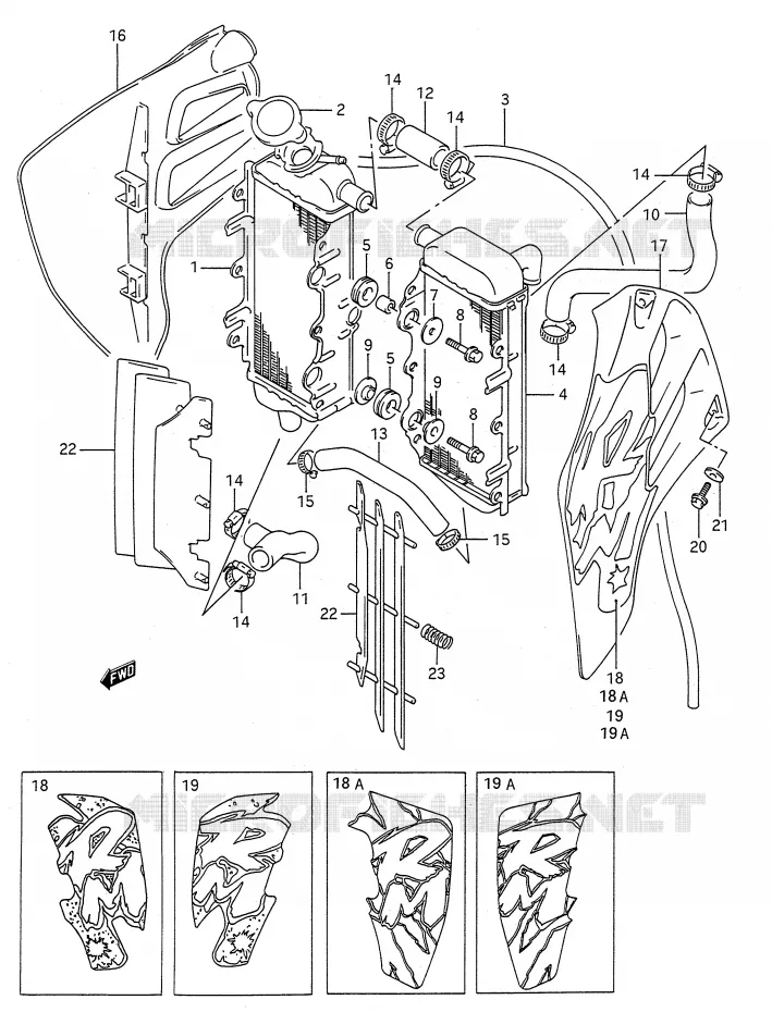 RADIATOR (MODEL M/N) Suzuki MOTO 250 RM 1992  RM250N(E28)