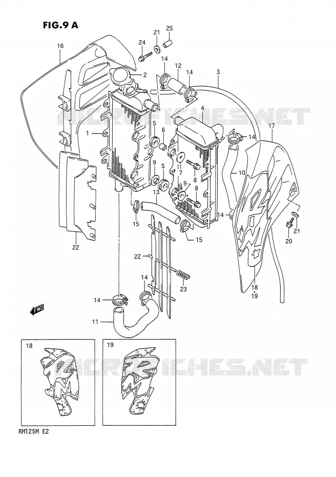 RADIATOR (MODEL M) Suzuki MOTO 125 RM 1991  RM125 M (E02,E04,E24)