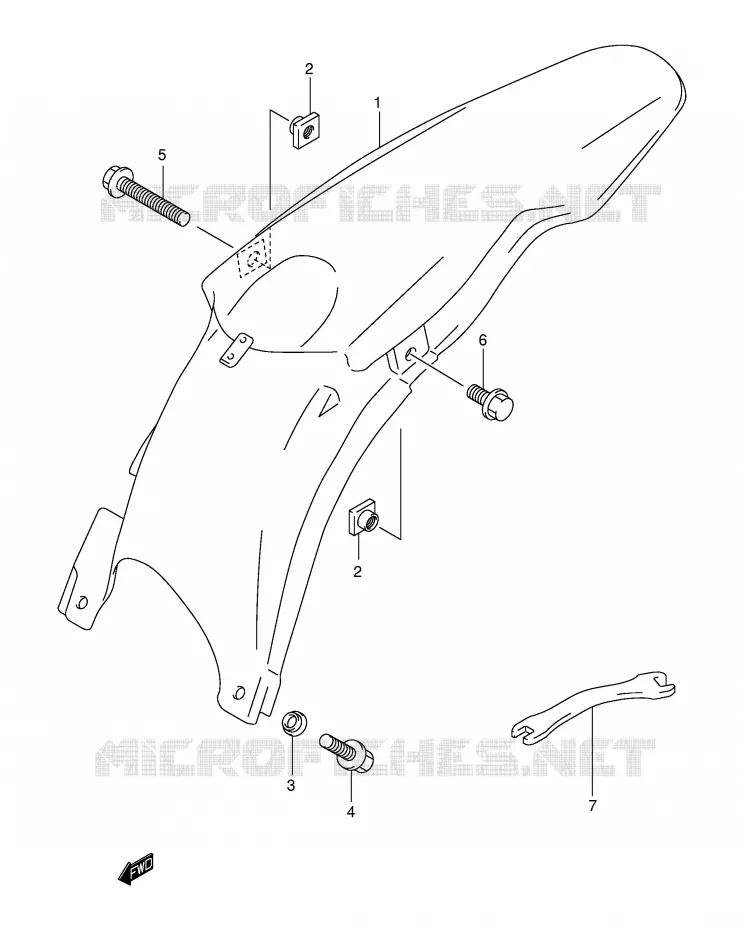 REAR FENDER (MODEL K1) Suzuki MOTO 250 RM 2004  RM250K4(E3/E28)