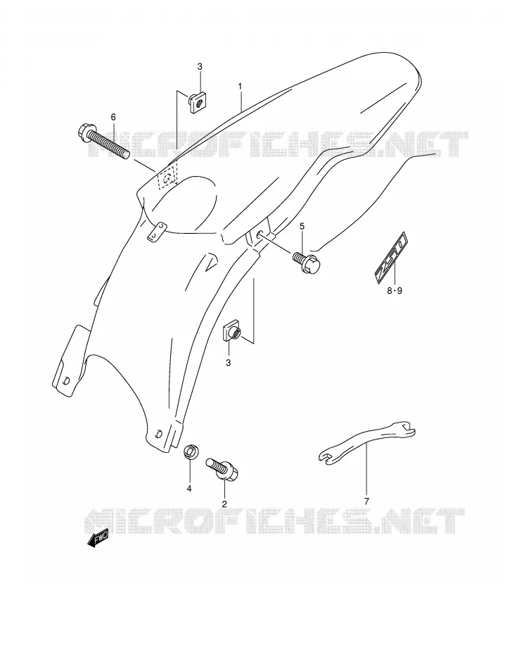 REAR FENDER (MODEL K2) Suzuki MOTO 250 RM 2002  RM250K2(E2)