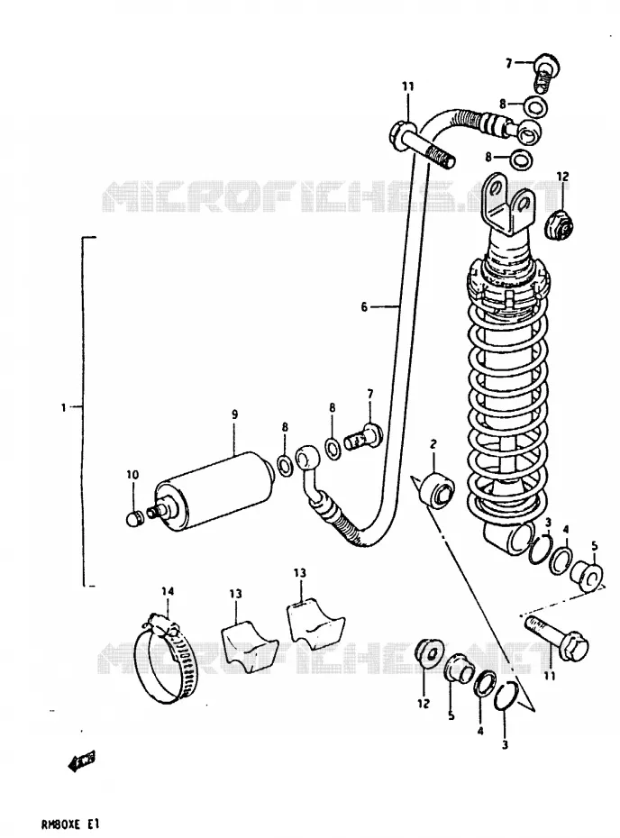 REAR SHOCK ABSORBER (MODEL E) Suzuki MOTO 80 RM 1984  RM80XE(D/E)