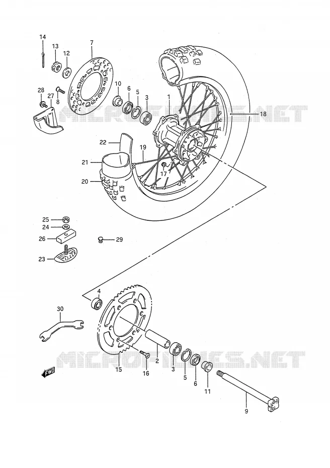 REAR WHEEL (MODEL L/M) Suzuki MOTO 250 RM 1991  RM250M(E28)