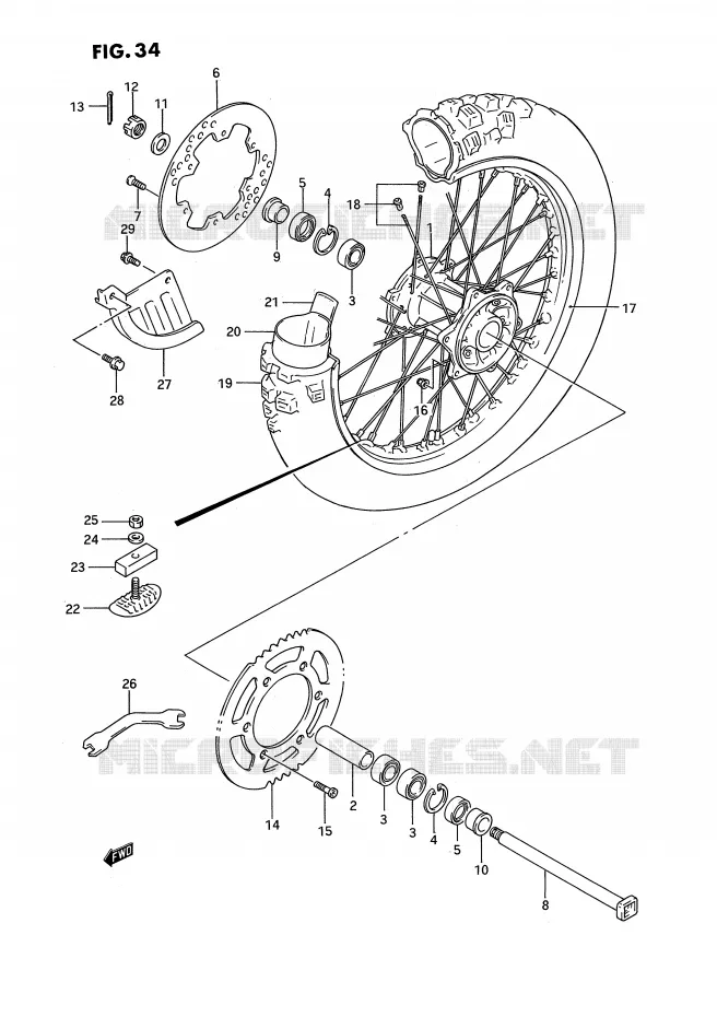 REAR WHEEL Suzuki MOTO 125 RM 1993  RM125P(E3)