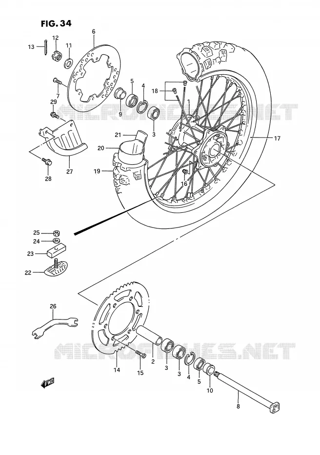 REAR WHEEL Suzuki MOTO 125 RM 1995  RM125S(E2)