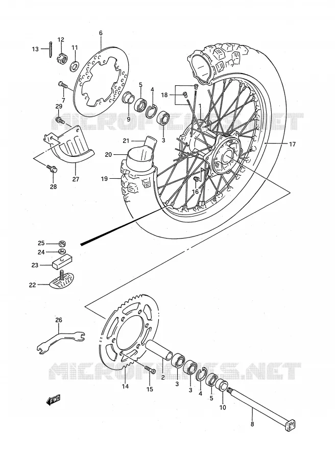 REAR WHEEL Suzuki MOTO 125 RM 1995  RM125S(E28)