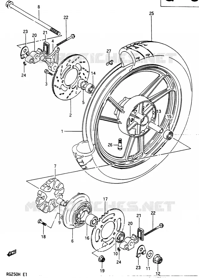 REAR WHEEL Suzuki MOTO 250 RG 1987  RG250CH(G/H)