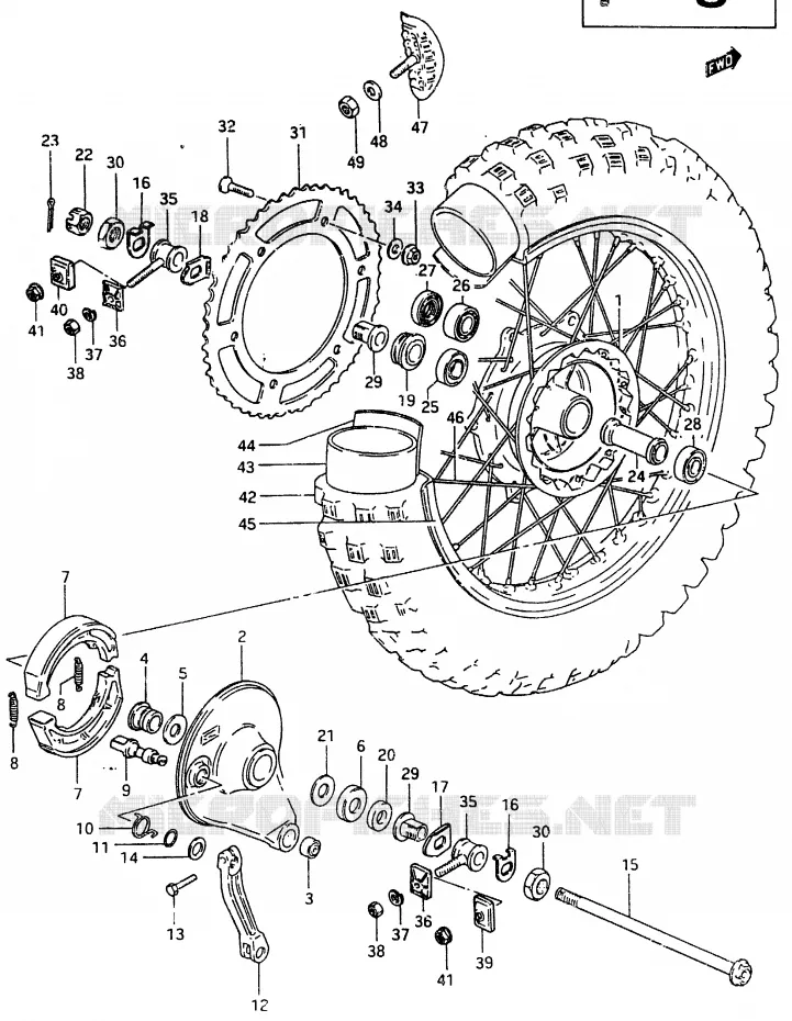 REAR WHEEL Suzuki MOTO 465 RM 1982  RM465Z(X/Z)