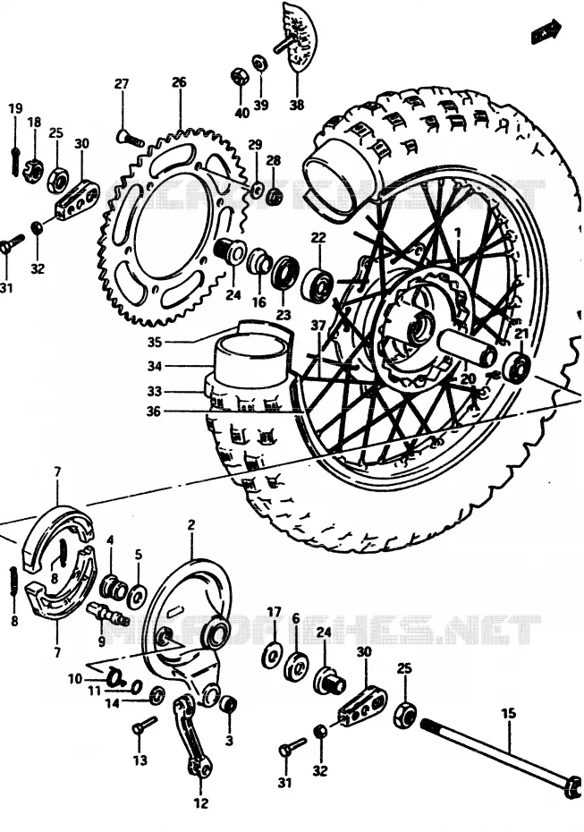 REAR WHEEL Suzuki MOTO 500 RM 1985  RM500F