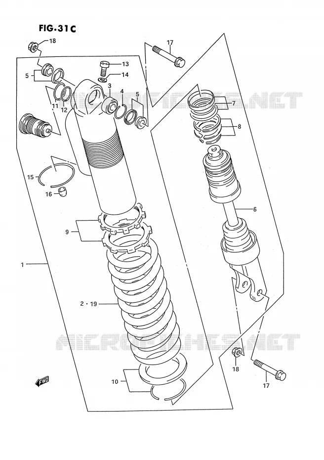SHOCK ABSORBER (MODEL S) Suzuki MOTO 125 RM 1995  RM125S(E3)