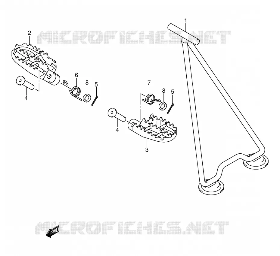 STAND - FOOTREST (MODEL K1/K2) Suzuki MOTO 250 RM 2005  RM250K5(E3/E28)