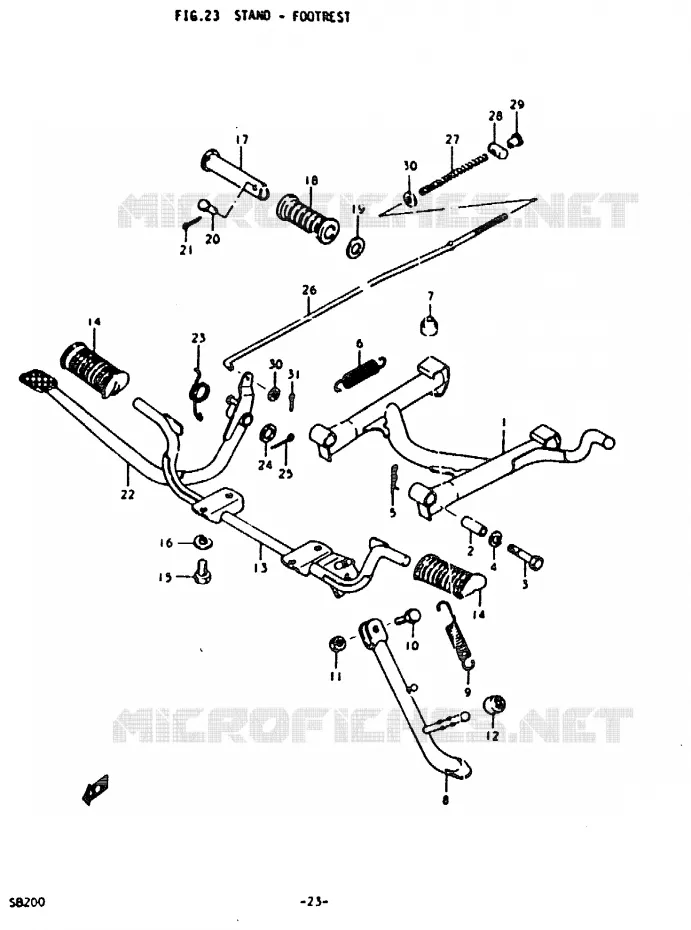 STAND - FOOTREST Suzuki MOTO 200 Autres-modeles 1979  SB200N
