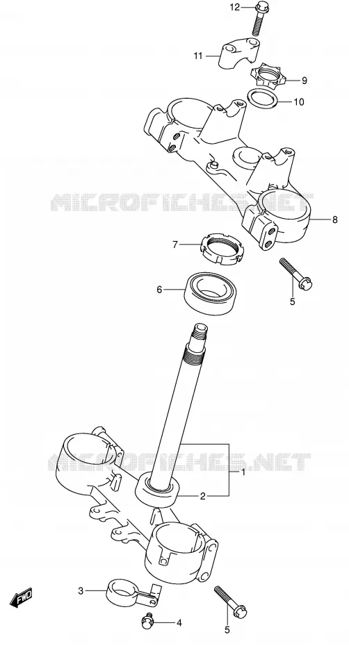 STEERING COLUMN (MODEL K4) Suzuki MOTO 125 RM 2003  RM125K3