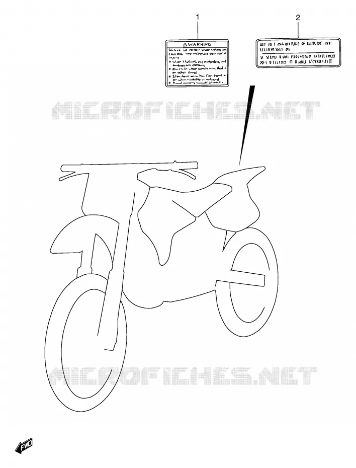 WARNING LABEL Suzuki MOTO 250 RMX 1999  RMX250X(E1)