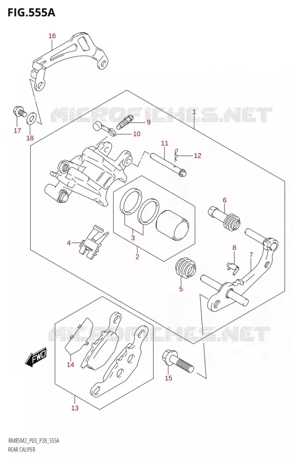 REAR CALIPER Suzuki MOTO 85 RM 2022  RM85 M2 (E28 / E33)