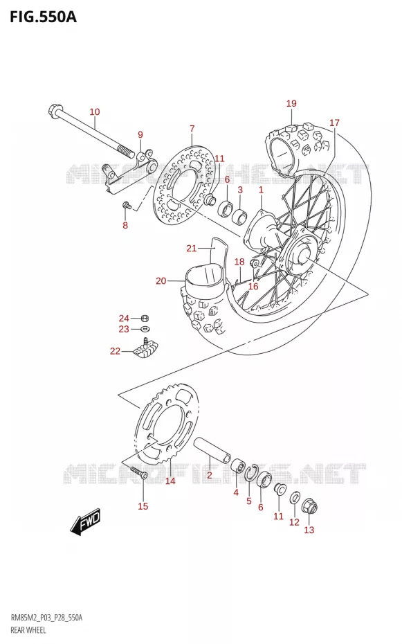 REAR WHEEL Suzuki MOTO 85 RM 2022  RM85 M2 (E28 / E33)