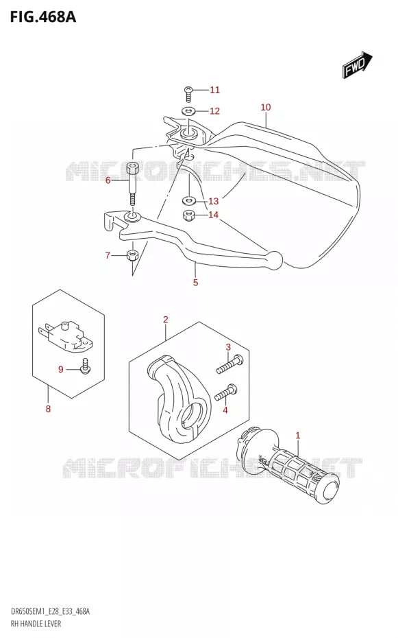 RIGHT LEVER - THROTTLE GRIP Suzuki MOTO 650 DR 2021  DR650SE M1 (E33 / E28)