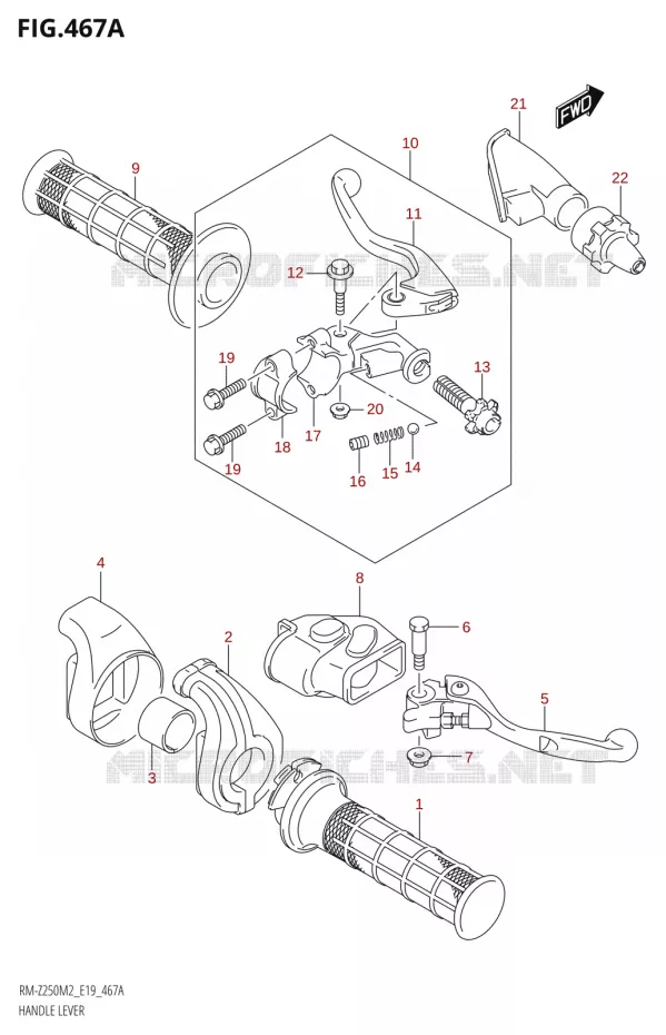 HANDGRIPS - LEVERS  Suzuki MOTO 250 RM-Z 2022  RM-Z250 M2 (E19)