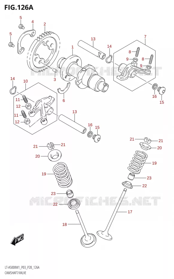 CAMSHAFT - VALVES Suzuki QUAD 500 KINGQUAD 2021  LT-A500X / XP M1 (P03,P28,P33)