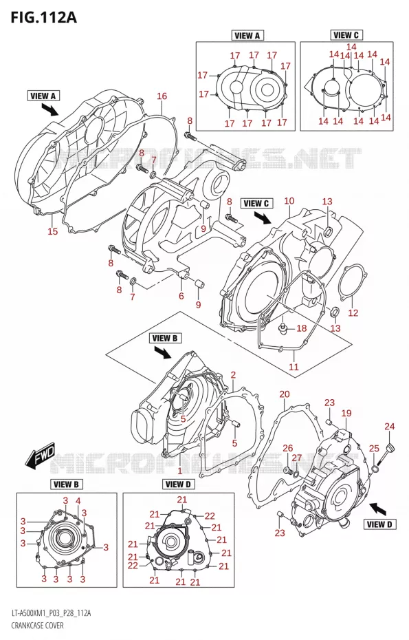 CRANKCASE COVER Suzuki QUAD 500 KINGQUAD 2021  LT-A500X / XP M1 (P03,P28,P33)