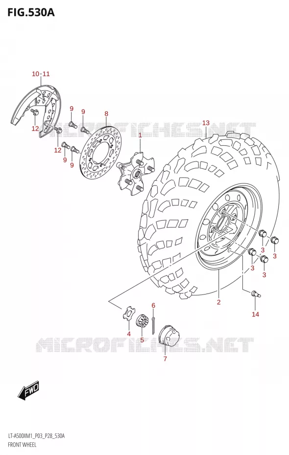 FRONT WHEEL Suzuki QUAD 500 KINGQUAD 2021  LT-A500X / XP M1 (P03,P28,P33)