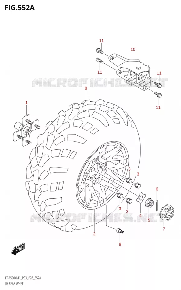 LEFT HAND REAR WHEEL Suzuki QUAD 500 KINGQUAD 2021  LT-A500X / XP M1 (P03,P28,P33)