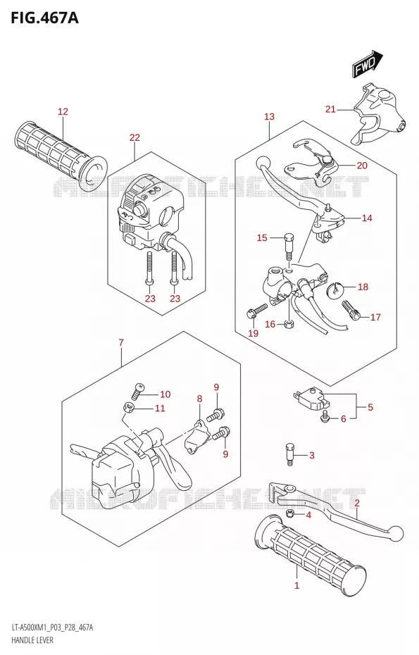 LEVERS - HANDGRIPS Suzuki QUAD 500 KINGQUAD 2021  LT-A500X / XP M1 (P03,P28,P33)