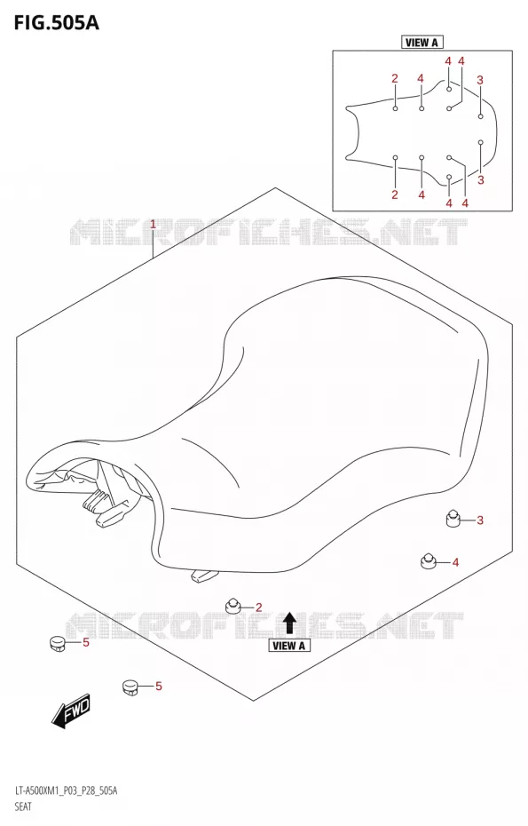 SEAT Suzuki QUAD 500 KINGQUAD 2021  LT-A500X / XP M1 (P03,P28,P33)
