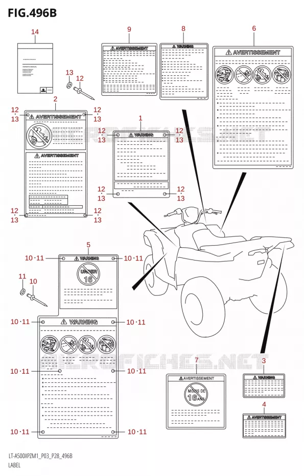 LABEL (P28) Suzuki QUAD 500 KINGQUAD 2021  LT-A500XPZ M1 (P03,P28,P33)