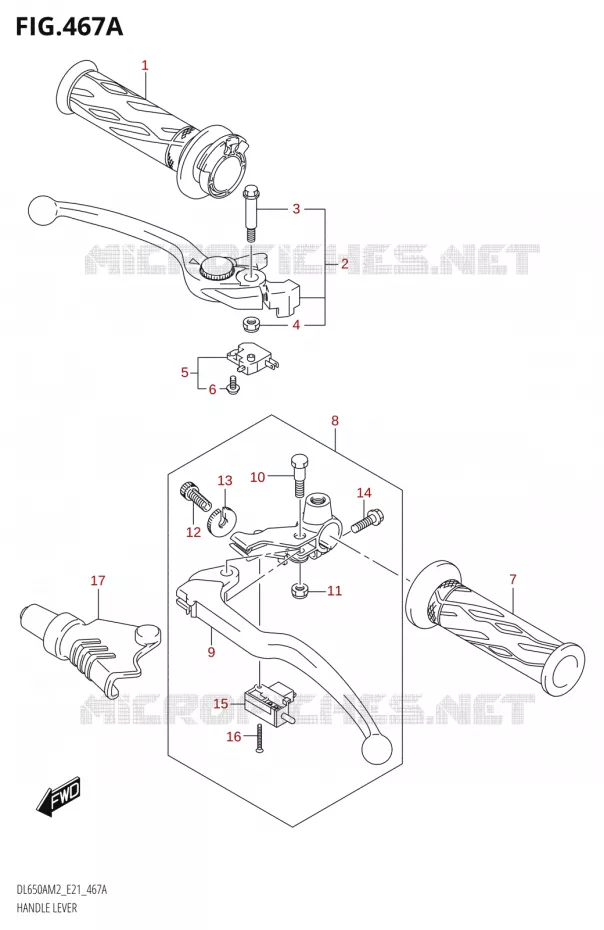 HANDGRIPS - LEVERS L650AM2 E21) Suzuki MOTO 650 V-STROM 2022  DL650XA M2 (E21)