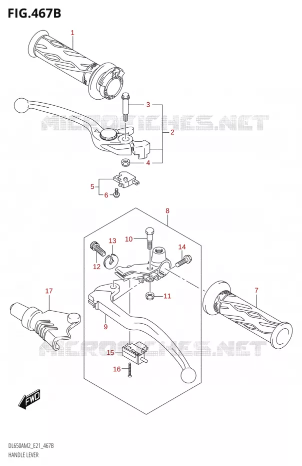 HANDGRIPS - LEVERS L650AUM2 E21) Suzuki MOTO 650 V-STROM 2022  DL650XA M2 (E21)