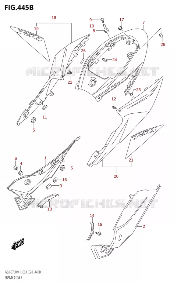 REAR FAIRING (GSX-S750Z,GSX-S750ZA) Suzuki MOTO 750 GSX-S 2021  GSX-S750 / GSX-S750Z /​ GSX-S750A / ​GSX-S750ZA (E03 E28 )