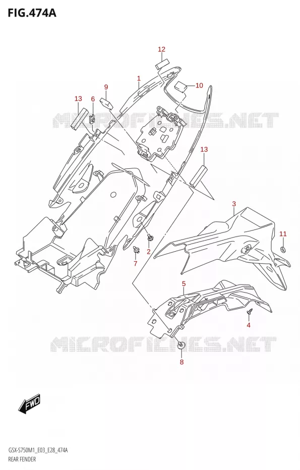 REAR FENDER Suzuki MOTO 750 GSX-S 2021  GSX-S750 / GSX-S750Z /​ GSX-S750A / ​GSX-S750ZA (E03 E28 )