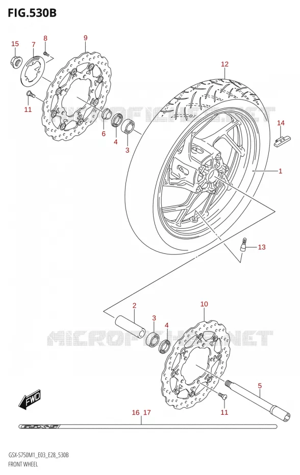 ROUE AVANT (GSX-S750Z,GSX-S750ZA) Suzuki MOTO 750 GSX-S 2021  GSX-S750 / GSX-S750Z /​ GSX-S750A / ​GSX-S750ZA (E03 E28 )