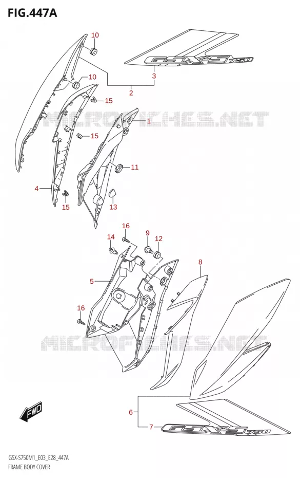 FAIRING (GSX-S750,GSX-S750A) Suzuki MOTO 750 GSX-S 2021  GSX-S750 / GSX-S750Z /​ GSX-S750A / ​GSX-S750ZA (E03 E28 )