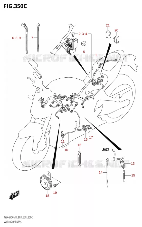 WIRING HARNESS (GSX-S750A,GSX-S750ZA:E03) Suzuki MOTO 750 GSX-S 2021  GSX-S750 / GSX-S750Z /​ GSX-S750A / ​GSX-S750ZA (E03 E28 )