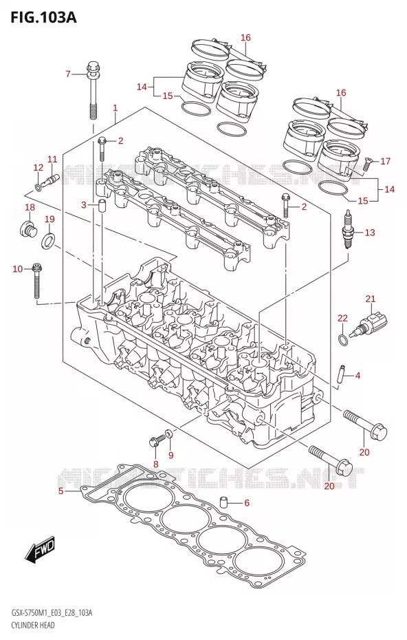 CYLINDER HEAD Suzuki MOTO 750 GSX-S 2021  GSX-S750 / GSX-S750Z /​ GSX-S750A / ​GSX-S750ZA (E03 E28 )