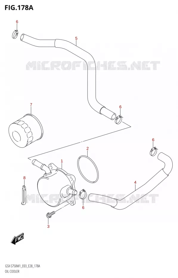 OIL COOLER Suzuki MOTO 750 GSX-S 2021  GSX-S750 / GSX-S750Z /​ GSX-S750A / ​GSX-S750ZA (E03 E28 )