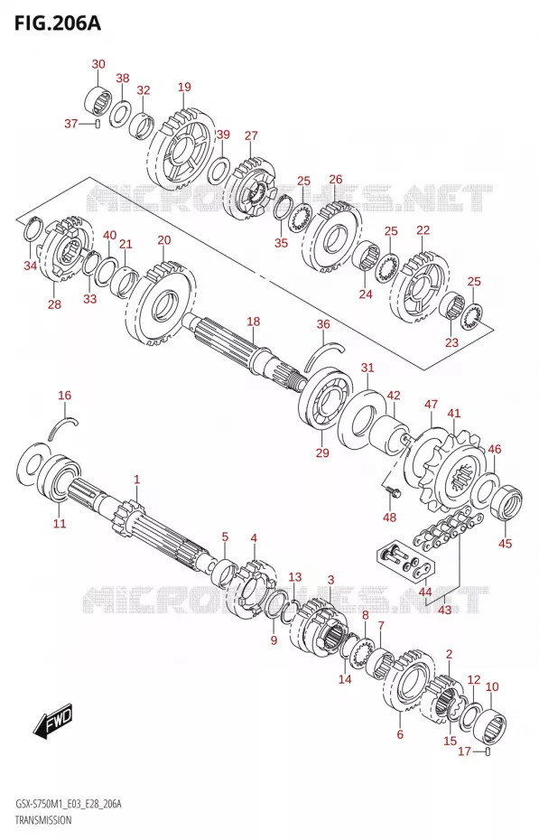 TRANSMISSION Suzuki MOTO 750 GSX-S 2021  GSX-S750 / GSX-S750Z /​ GSX-S750A / ​GSX-S750ZA (E03 E28 )