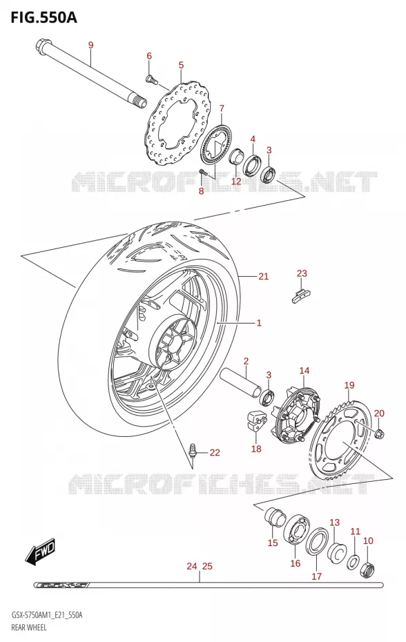 REAR WHEELSX-S750ZA,GSX-S750UQZ,GSX-S750WQZ) Suzuki MOTO 750 GSX-S 2021  GSX-S750A /​GSX-S750ZA M1 (E21)